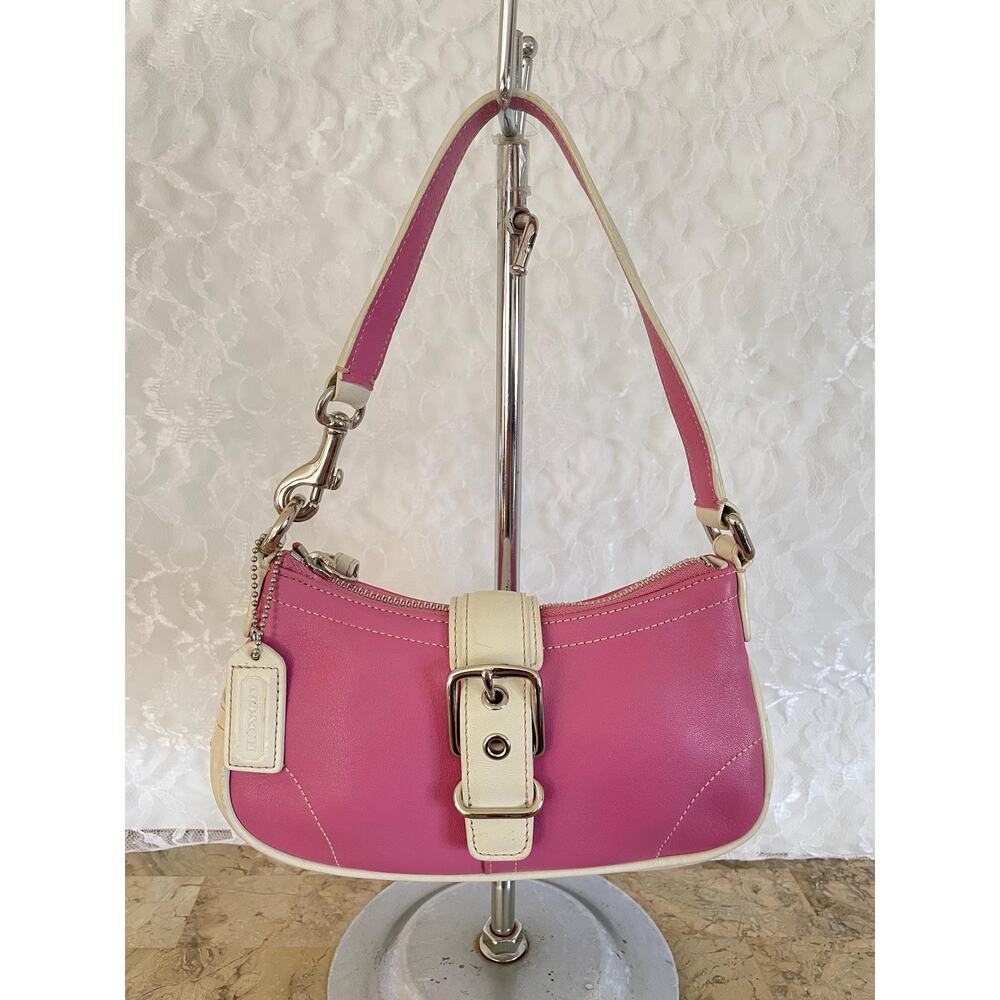 Vtg COACH Hampton Pink leather Y2K Demi small shoulder bag 7542
